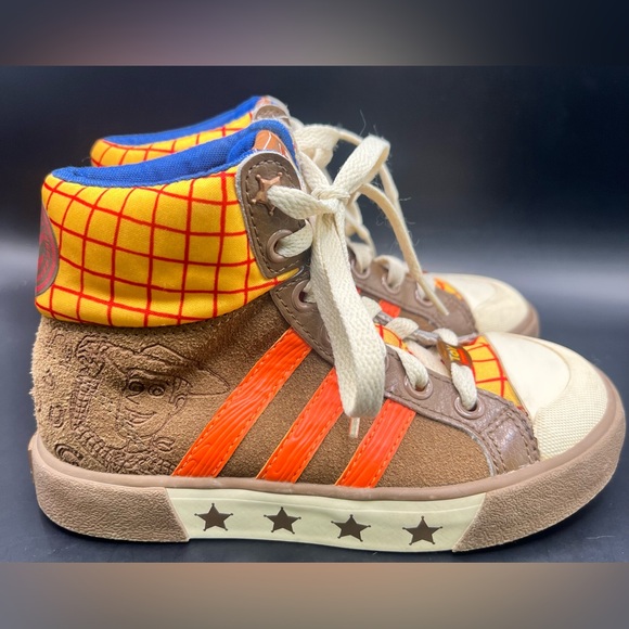 Disney x Adidas Woody, Toy Story Youth High-Top Sneakers - Brown/Orange,Size:12K